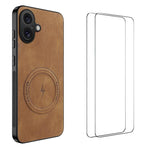 WANLONFENG Custodia magnetica per telefono con texture Nappa e 2 pellicole protettive per lo schermo incluse., For iPhone 17 Pro Max, For iPhone 17 Pro, For iPhone 17, For iPhone Air, iPhone 16 Pro Max, For iPhone 16 Pro