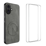 WANLONFENG Custodia magnetica per telefono con texture Nappa e 2 pellicole protettive per lo schermo incluse., For iPhone 16, For iPhone 15 Pro Max, For iPhone 15 Pro, For iPhone 15, For iPhone 14, For iPhone 14 Pro