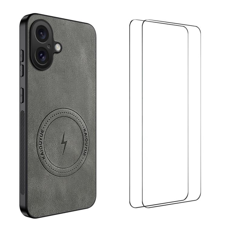 WANLONFENG Custodia magnetica per telefono con texture Nappa e 2 pellicole protettive per lo schermo incluse., For iPhone 16, For iPhone 15 Pro Max, For iPhone 15 Pro, For iPhone 15, For iPhone 14, For iPhone 14 Pro
