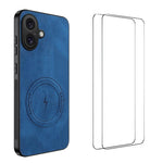 WANLONFENG Custodia magnetica per telefono con texture Nappa e 2 pellicole protettive per lo schermo incluse., For iPhone 16, For iPhone 15 Pro Max, For iPhone 15 Pro, For iPhone 15, For iPhone 14, For iPhone 14 Pro