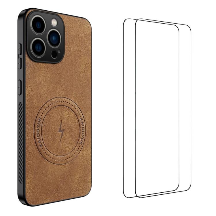 WANLONFENG Custodia magnetica per telefono con texture Nappa e 2 pellicole protettive per lo schermo incluse., For iPhone 14 Pro Max, For iPhone 13 Pro Max, For iPhone 13 Pro, For iPhone 13, For iPhone 12, For iPhone 12 Pro Max