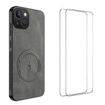 WANLONFENG Custodia magnetica per telefono con texture Nappa e 2 pellicole protettive per lo schermo incluse., For iPhone 14 Pro Max, For iPhone 13 Pro Max, For iPhone 13 Pro, For iPhone 13, For iPhone 12, For iPhone 12 Pro Max