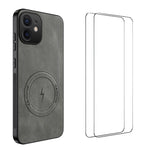 WANLONFENG Custodia magnetica per telefono con texture Nappa e 2 pellicole protettive per lo schermo incluse., For iPhone 14 Pro Max, For iPhone 13 Pro Max, For iPhone 13 Pro, For iPhone 13, For iPhone 12, For iPhone 12 Pro Max