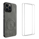 WANLONFENG Custodia magnetica per telefono con texture Nappa e 2 pellicole protettive per lo schermo incluse., For iPhone 12 Pro, For iPhone 11 Pro Max, For iPhone 11, For iPhone 11 Pro