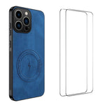 WANLONFENG Custodia magnetica per telefono con texture Nappa e 2 pellicole protettive per lo schermo incluse., For iPhone 12 Pro, For iPhone 11 Pro Max, For iPhone 11, For iPhone 11 Pro