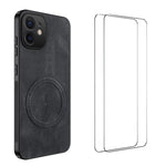 WANLONFENG Custodia magnetica per telefono con texture Nappa e 2 pellicole protettive per lo schermo incluse., For iPhone 12 Pro, For iPhone 11 Pro Max, For iPhone 11, For iPhone 11 Pro