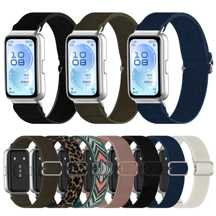 Cinturino per orologio xDfind in nylon intrecciato elasticizzato con fibbia scorrevole, For Huawei Band 11 Pro / 11