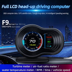 F9 OBD2 + Modalità GPS Car HUD Head-up Display Visualizzazione velocità/temperatura acqua/tensione, F9 OBD2 GPS