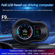 F9 OBD2 + Modalità GPS Car HUD Head-up Display Visualizzazione velocità/temperatura acqua/tensione, F9 OBD2 GPS