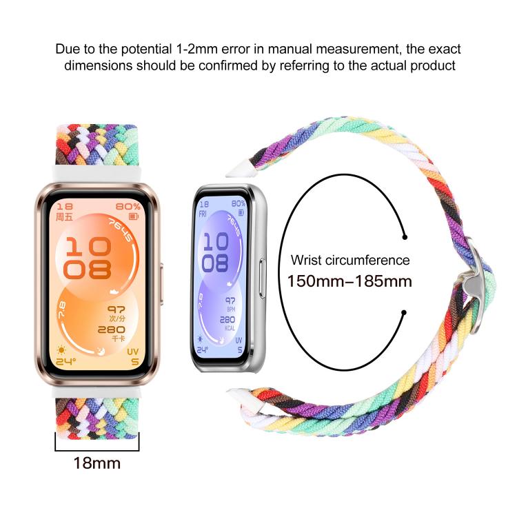 Cinturino per orologio xDfind regolabile in nylon intrecciato con fibbia scorrevole, For Huawei Band 11 Pro / 11