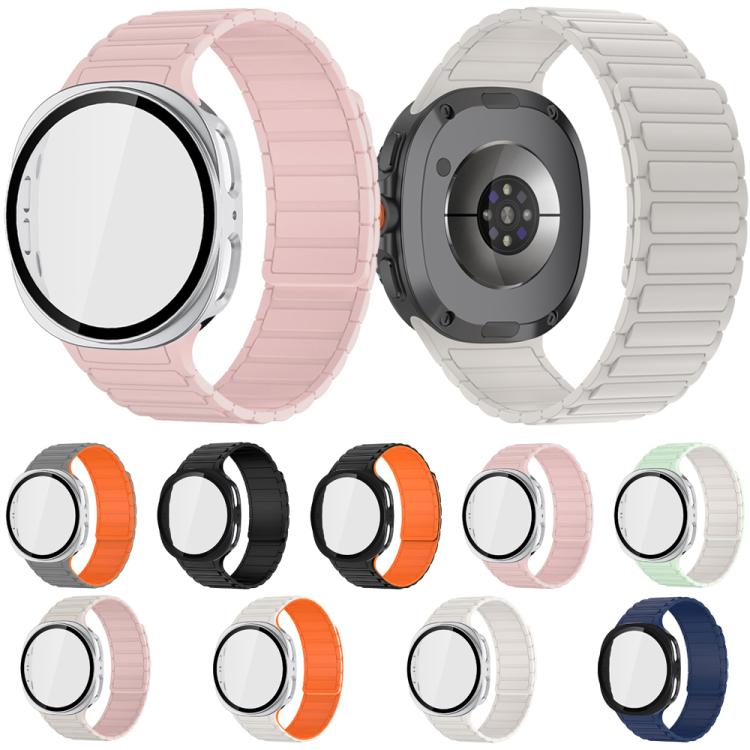 Cinturino magnetico in silicone Tri-Beads con custodia in PC integrata, For Samsung Galaxy Watch8 Classic 46mm, For Samsung Galaxy Watch8 44mm