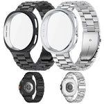 Cinturino per orologio in acciaio inossidabile con tre perline e custodia in TPU, For Samsung Galaxy Watch8 Classic 46mm, For Samsung Galaxy Watch8 44mm, For Samsung Galaxy Watch8 40mm