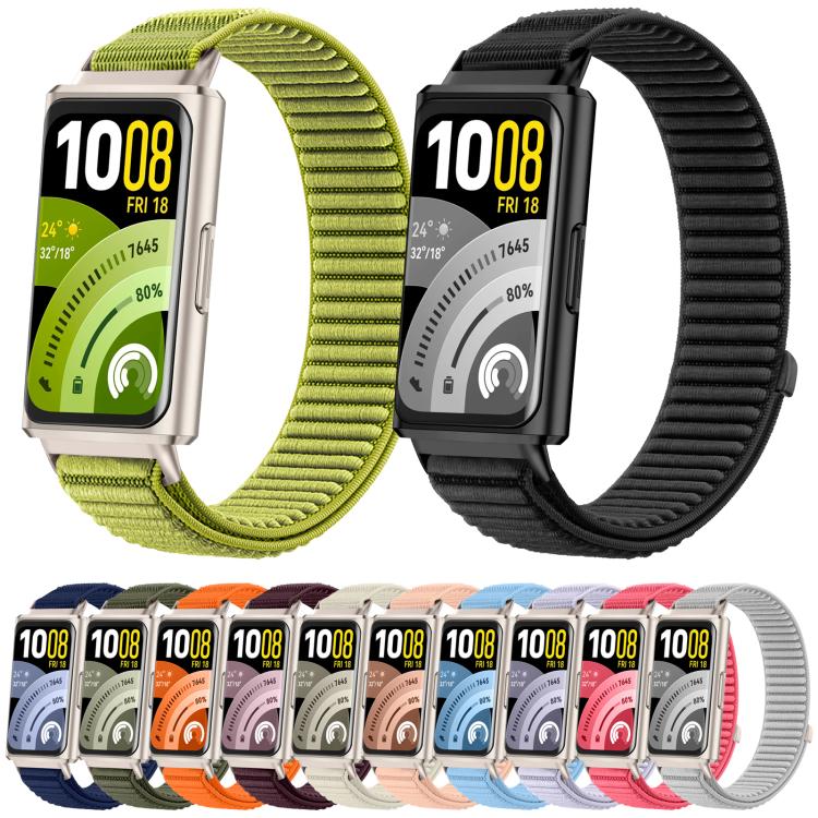 Cinturino per orologio xDfind in nylon intrecciato con chiusura a strappo e interfaccia metallica., For Huawei Band 11 Pro / 11