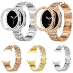Cinturino per orologio in metallo con tre perline di diamanti, cassa cava con diamanti e set per la rimozione delle maglie del cinturino, For Samsung Galaxy Watch8 44mm, For Samsung Galaxy Watch8 40mm