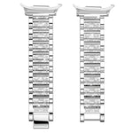 Cinturino per orologio in metallo con tre perline di diamanti, cassa cava con diamanti e set per la rimozione delle maglie del cinturino, For Samsung Galaxy Watch8 44mm, For Samsung Galaxy Watch8 40mm