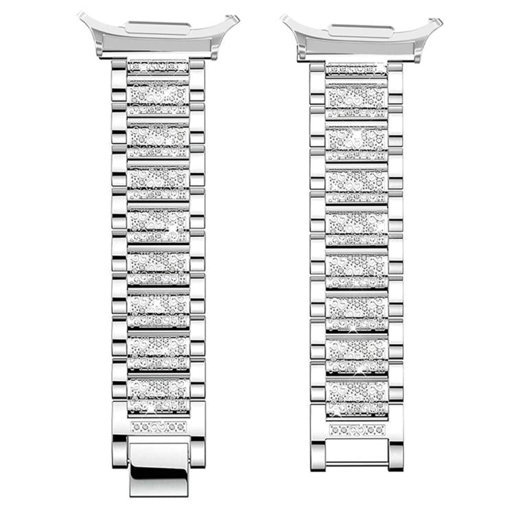 Cinturino per orologio in metallo con tre perline di diamanti, cassa cava con diamanti e set per la rimozione delle maglie del cinturino, For Samsung Galaxy Watch8 44mm, For Samsung Galaxy Watch8 40mm