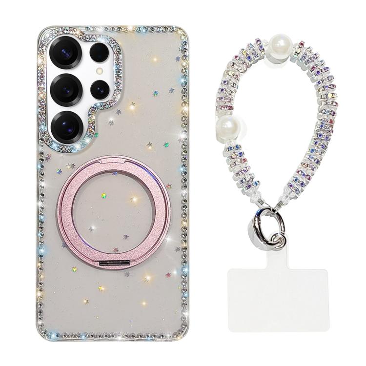 Custodia per telefono Diamond IMD con supporto magnetico in metallo e cinturino, rotazione a 360°., For Samsung Galaxy S25 Ultra 5G, For Samsung Galaxy S24 FE 5G