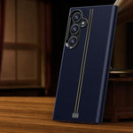 Custodia per telefono magnetica con cornice in metallo testurizzata in similpelle vegana stile retrò della serie Jazz., For Samsung Galaxy S26+ 5G, For Samsung Galaxy S26 Ultra 5G, For Samsung Galaxy S26 5G, For Samsung Galaxy S25 5G / S24 5G