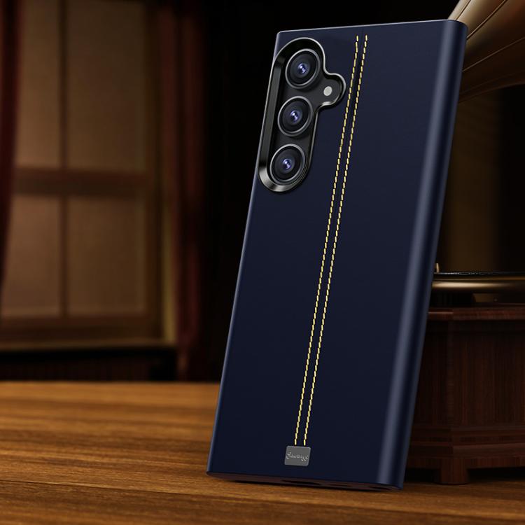 Custodia per telefono magnetica con cornice in metallo testurizzata in similpelle vegana stile retrò della serie Jazz., For Samsung Galaxy S26+ 5G, For Samsung Galaxy S26 Ultra 5G, For Samsung Galaxy S26 5G, For Samsung Galaxy S25 5G / S24 5G