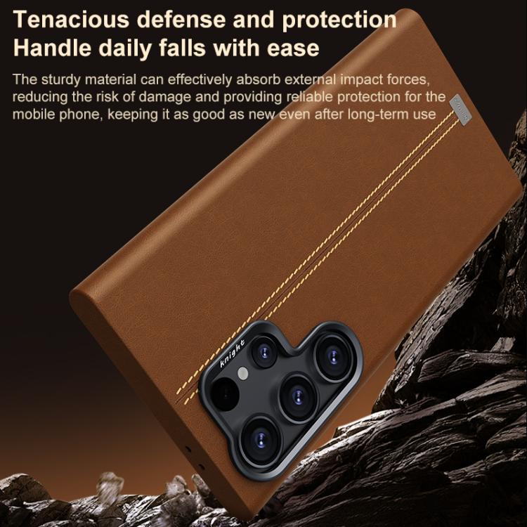 Custodia per telefono magnetica con cornice in metallo testurizzata in similpelle vegana stile retrò della serie Jazz., For Samsung Galaxy S26+ 5G, For Samsung Galaxy S26 Ultra 5G, For Samsung Galaxy S26 5G, For Samsung Galaxy S25 5G / S24 5G