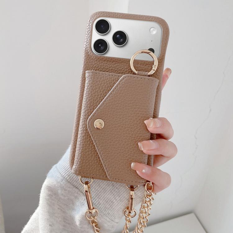 Portafoglio a tracolla con specchietto e custodia posteriore per telefono in ecopelle effetto litchi., For iPhone 17 Pro Max, For iPhone 17 Pro, For iPhone 17, For iPhone Air