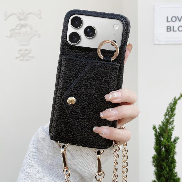 Portafoglio a tracolla con specchietto e custodia posteriore per telefono in ecopelle effetto litchi., For iPhone 17 Pro Max, For iPhone 17 Pro, For iPhone 17, For iPhone Air