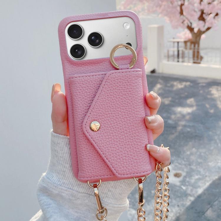 Portafoglio a tracolla con specchietto e custodia posteriore per telefono in ecopelle effetto litchi., For iPhone 17 Pro Max, For iPhone 17 Pro, For iPhone 17, For iPhone Air