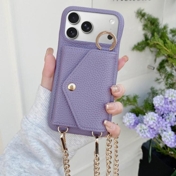 Portafoglio a tracolla con specchietto e custodia posteriore per telefono in ecopelle effetto litchi., For iPhone 17 Pro Max, For iPhone 17 Pro, For iPhone 17, For iPhone Air