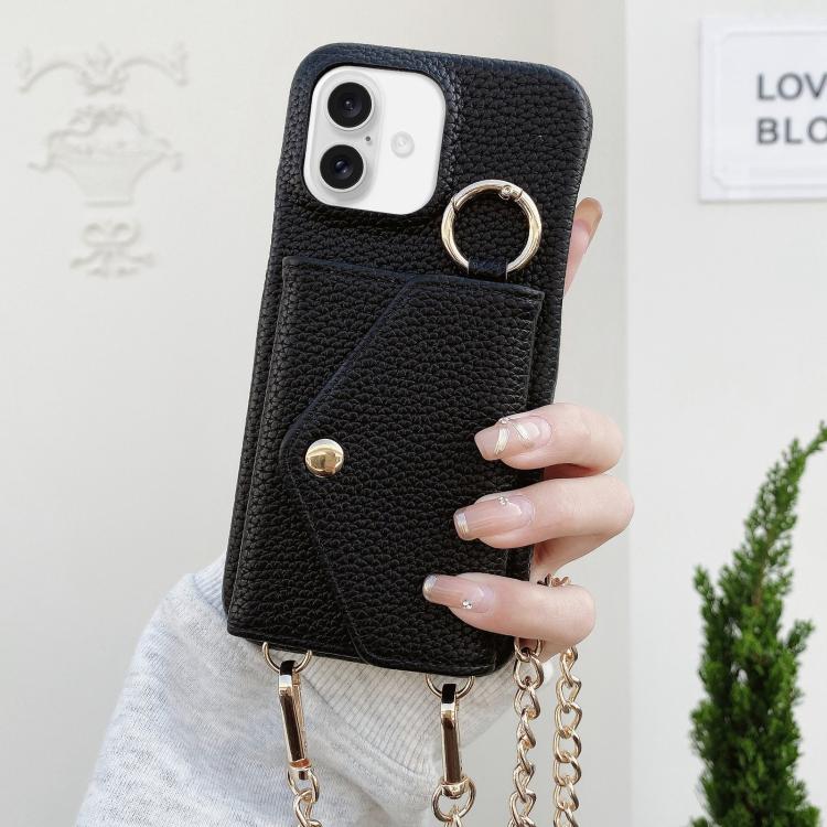 Portafoglio a tracolla con specchietto e custodia posteriore per telefono in ecopelle effetto litchi., For iPhone 17 Pro Max, For iPhone 17 Pro, For iPhone 17, For iPhone Air