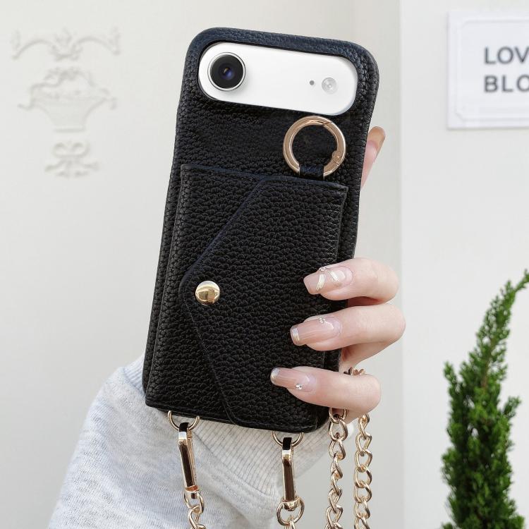 Portafoglio a tracolla con specchietto e custodia posteriore per telefono in ecopelle effetto litchi., For iPhone 17 Pro Max, For iPhone 17 Pro, For iPhone 17, For iPhone Air