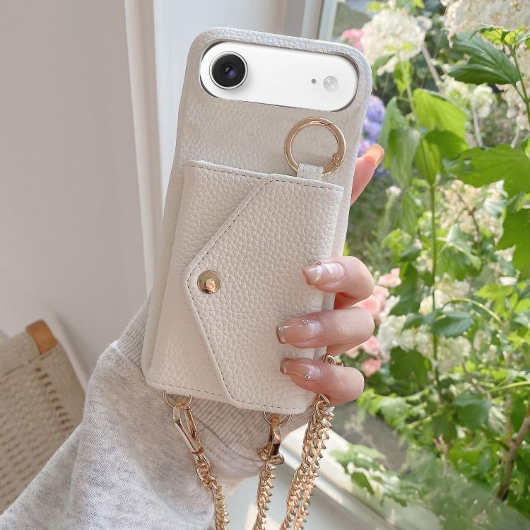 Portafoglio a tracolla con specchietto e custodia posteriore per telefono in ecopelle effetto litchi., For iPhone 17 Pro Max, For iPhone 17 Pro, For iPhone 17, For iPhone Air