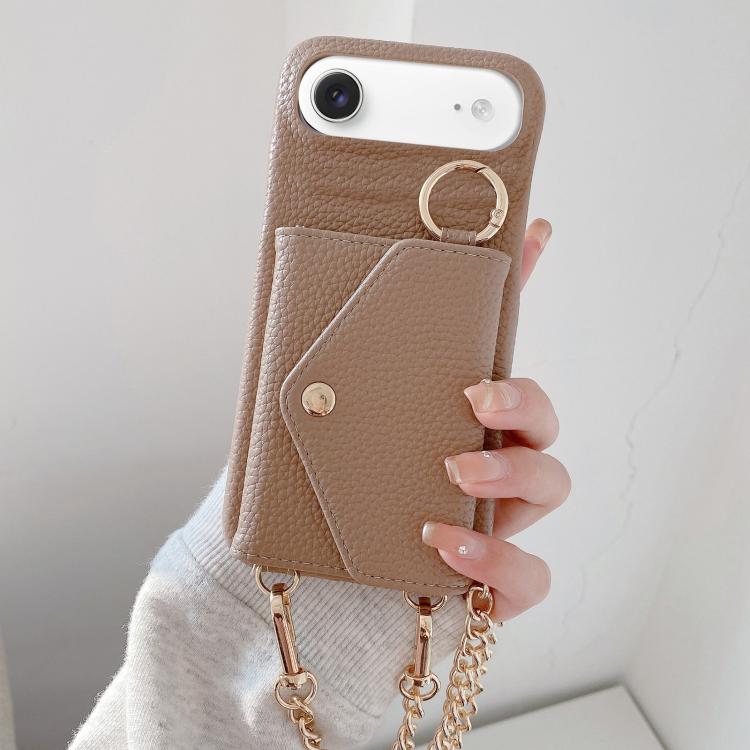 Portafoglio a tracolla con specchietto e custodia posteriore per telefono in ecopelle effetto litchi., For iPhone 17 Pro Max, For iPhone 17 Pro, For iPhone 17, For iPhone Air