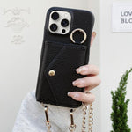 Portafoglio a tracolla con specchietto e custodia posteriore per telefono in ecopelle effetto litchi., For iPhone 15 Pro Max, For iPhone 15 Pro, For iPhone 15 Plus, For iPhone 15