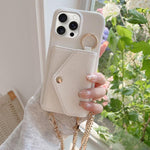 Portafoglio a tracolla con specchietto e custodia posteriore per telefono in ecopelle effetto litchi., For iPhone 15 Pro Max, For iPhone 15 Pro, For iPhone 15 Plus, For iPhone 15