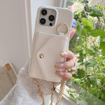Portafoglio a tracolla con specchietto e custodia posteriore per telefono in ecopelle effetto litchi., For iPhone 13 Pro Max, For iPhone 13 Pro, For iPhone 13, For iPhone 12