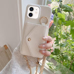 Portafoglio a tracolla con specchietto e custodia posteriore per telefono in ecopelle effetto litchi., For iPhone 13 Pro Max, For iPhone 13 Pro, For iPhone 13, For iPhone 12