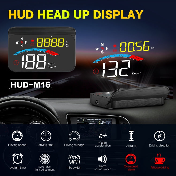 M16 Car HUD Head-up Display Misuratore di velocità GPS Velocità / tensione, M16