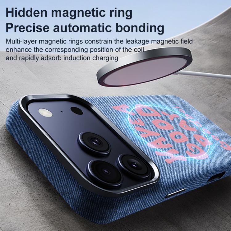 Bellissima custodia magnetica per telefono con texture denim a copertura totale., For iPhone 17 Pro Max, For iPhone 17 Pro, For iPhone 17, For iPhone 16 Pro Max