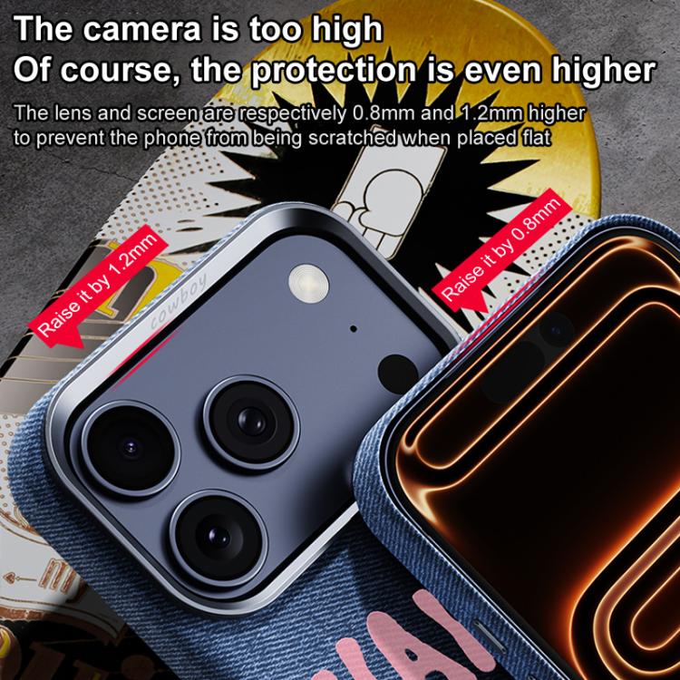 Bellissima custodia magnetica per telefono con texture denim a copertura totale., For iPhone 17 Pro Max, For iPhone 17 Pro, For iPhone 17, For iPhone 16 Pro Max
