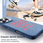 Bellissima custodia magnetica per telefono con texture denim a copertura totale., For iPhone 16 Pro, For iPhone 16 Plus, For iPhone 16, For iPhone 15 Pro Max
