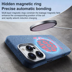 Bellissima custodia magnetica per telefono con texture denim a copertura totale., For iPhone 16 Pro, For iPhone 16 Plus, For iPhone 16, For iPhone 15 Pro Max