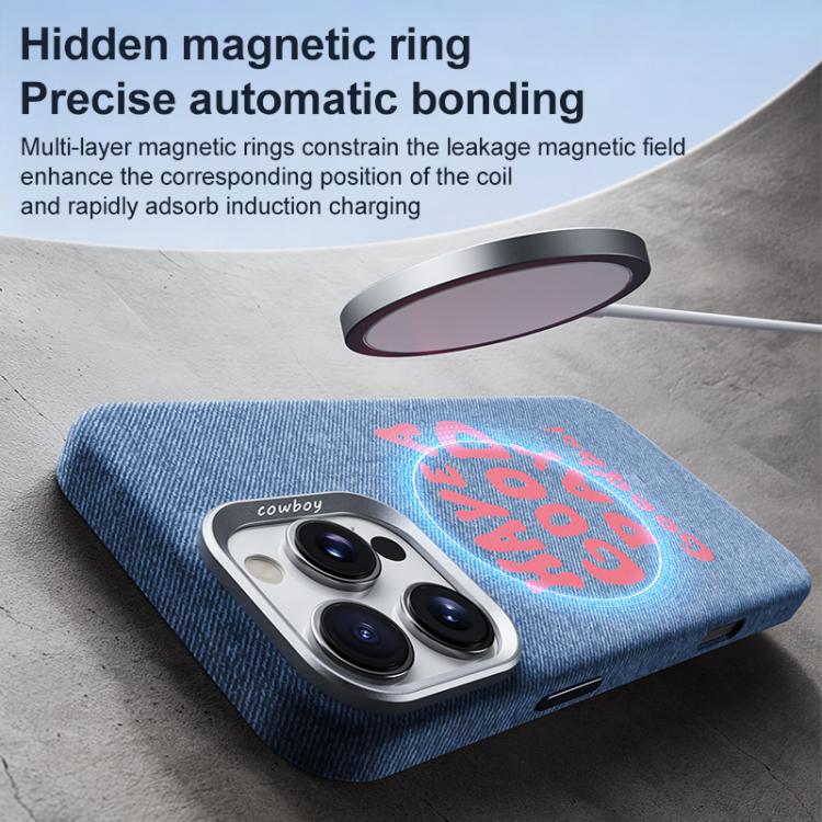 Bellissima custodia magnetica per telefono con texture denim a copertura totale., For iPhone 16 Pro, For iPhone 16 Plus, For iPhone 16, For iPhone 15 Pro Max