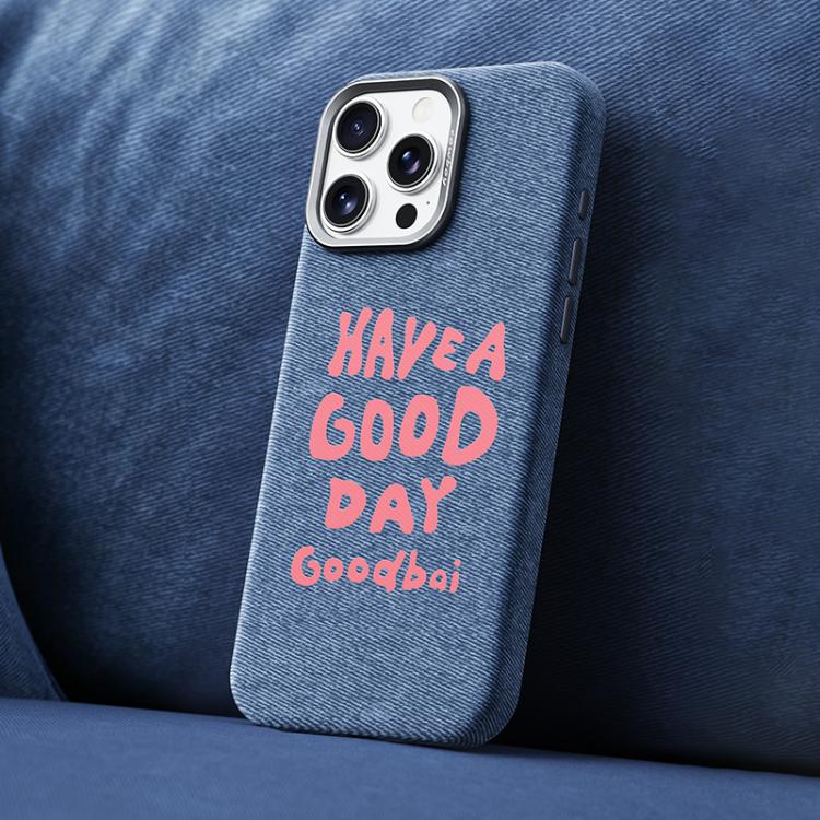 Bellissima custodia magnetica per telefono con texture denim a copertura totale., For iPhone 16 Pro, For iPhone 16 Plus, For iPhone 16, For iPhone 15 Pro Max