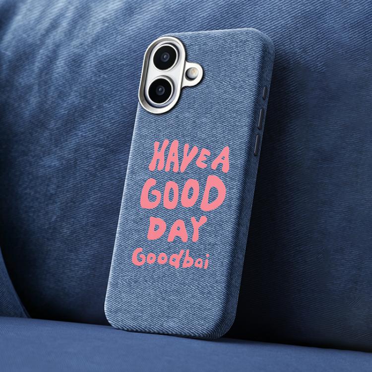 Bellissima custodia magnetica per telefono con texture denim a copertura totale., For iPhone 16 Pro, For iPhone 16 Plus, For iPhone 16, For iPhone 15 Pro Max