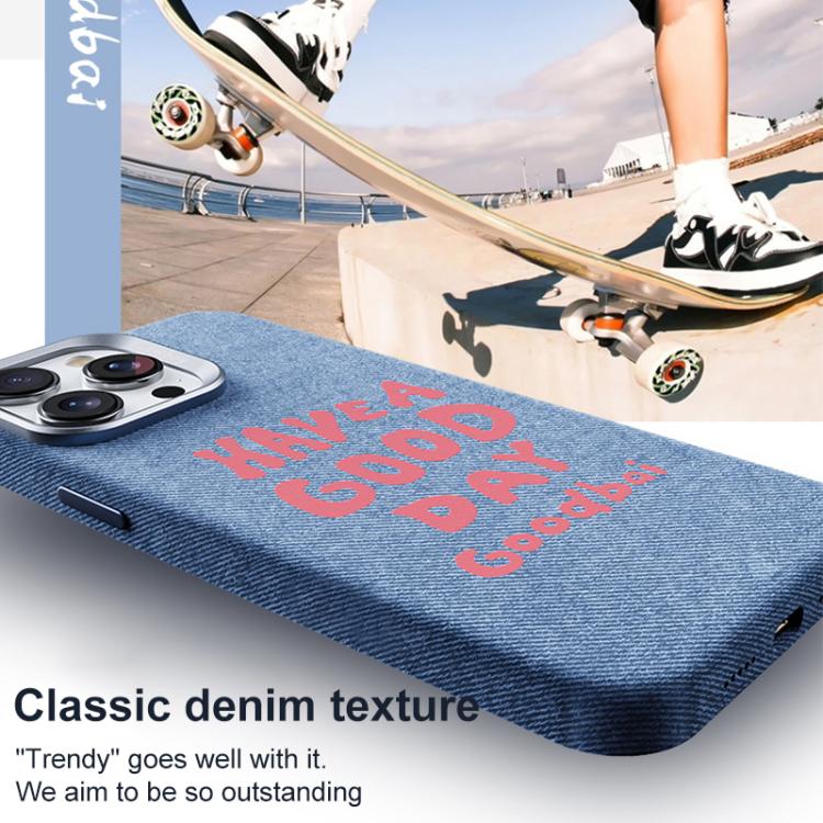 Bellissima custodia magnetica per telefono con texture denim a copertura totale., For iPhone 14 Pro, For iPhone 14 Pro Max