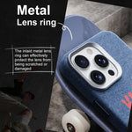 Bellissima custodia magnetica per telefono con texture denim a copertura totale., For iPhone 14 Pro, For iPhone 14 Pro Max