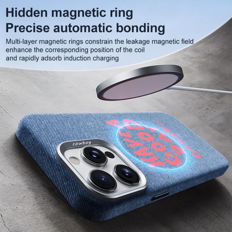 Bellissima custodia magnetica per telefono con texture denim a copertura totale., For iPhone 14 Pro, For iPhone 14 Pro Max