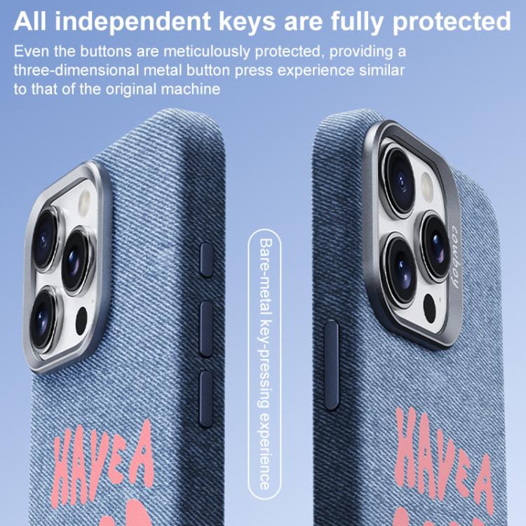 Bellissima custodia magnetica per telefono con texture denim a copertura totale., For iPhone 14 Pro, For iPhone 14 Pro Max