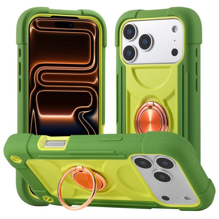 Custodia per telefono ibrida in silicone PC con doppio anello di supporto girevole a 360 gradi., For iPhone 17e / 16e, For iPhone 17 Pro Max