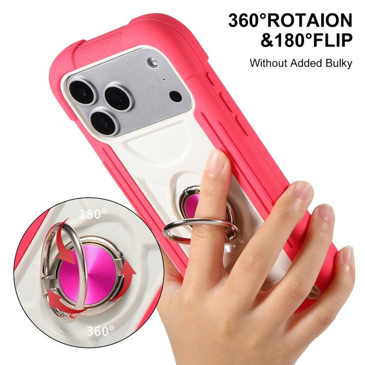 Custodia ibrida silicone PC con anello girevole iPhone 17 Pro